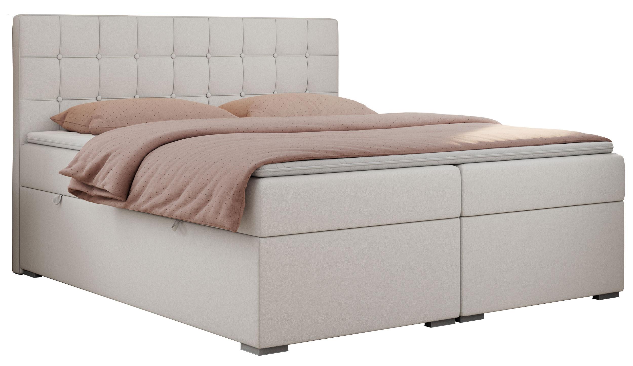 BOXBETT CARMEN 180/200 Weiß Kunstleder - H3 - Weiß, Holz/Textil (180/200cm) - MKS