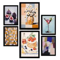 POSTER Set Mit 6 Pfannkuchen A3 & A4 Schwarzer Rahmen - Schwarz, Papier (29/3cm) - Nacnic