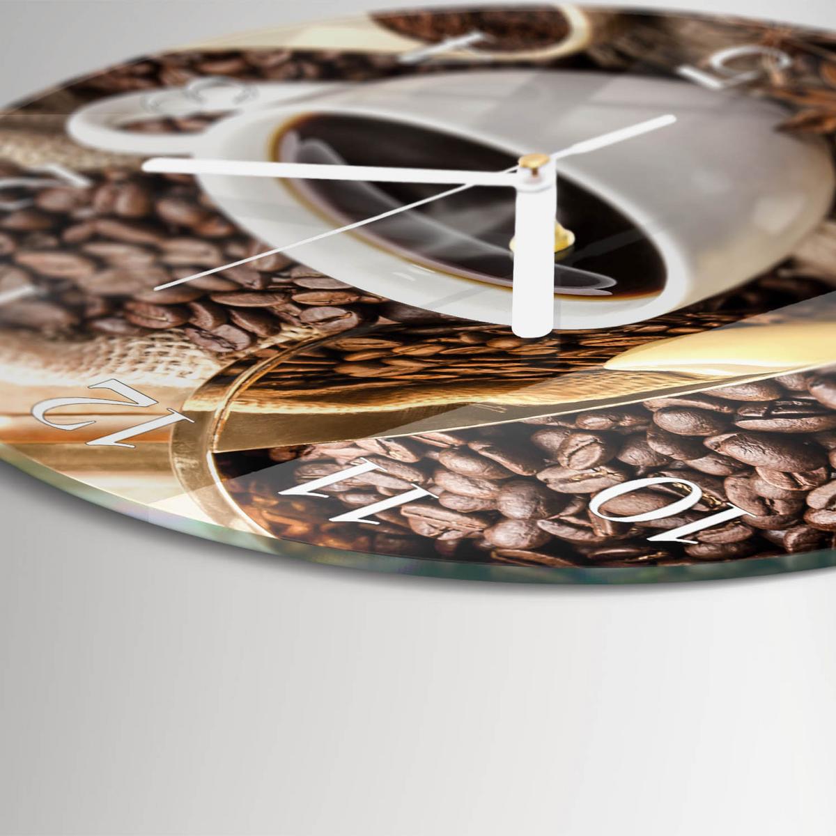 WANDUHR aus Glas Ø30 cm - Kaffee - Braun, Glas (30/30/0.4cm) - TULUP