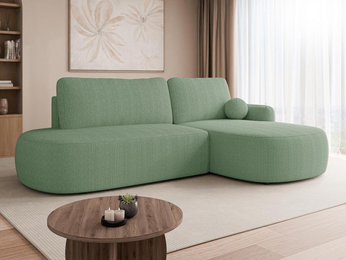 ECKSOFA Loridu O Cord, Seite: Rechts - Schwarz/Mintgrün, Holz/Kunststoff (274/174cm) - MIRJAN24