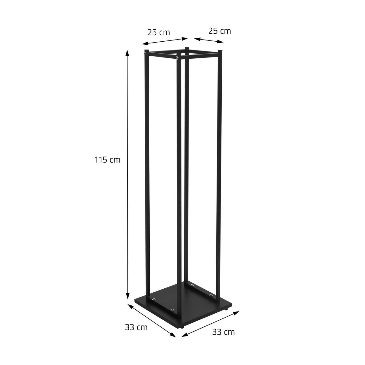 KAMINHOLZREGAL - Schwarz, Metall (33/115/33cm) - ML-DESIGN