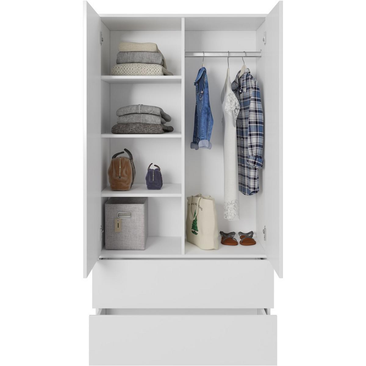 DREHTÜRENSCHRANK Classic mit 2 Türen, mit Schubladen, 90 cm, Weiß - Weiß, Textil (90/180/50cm) - Beautysofa