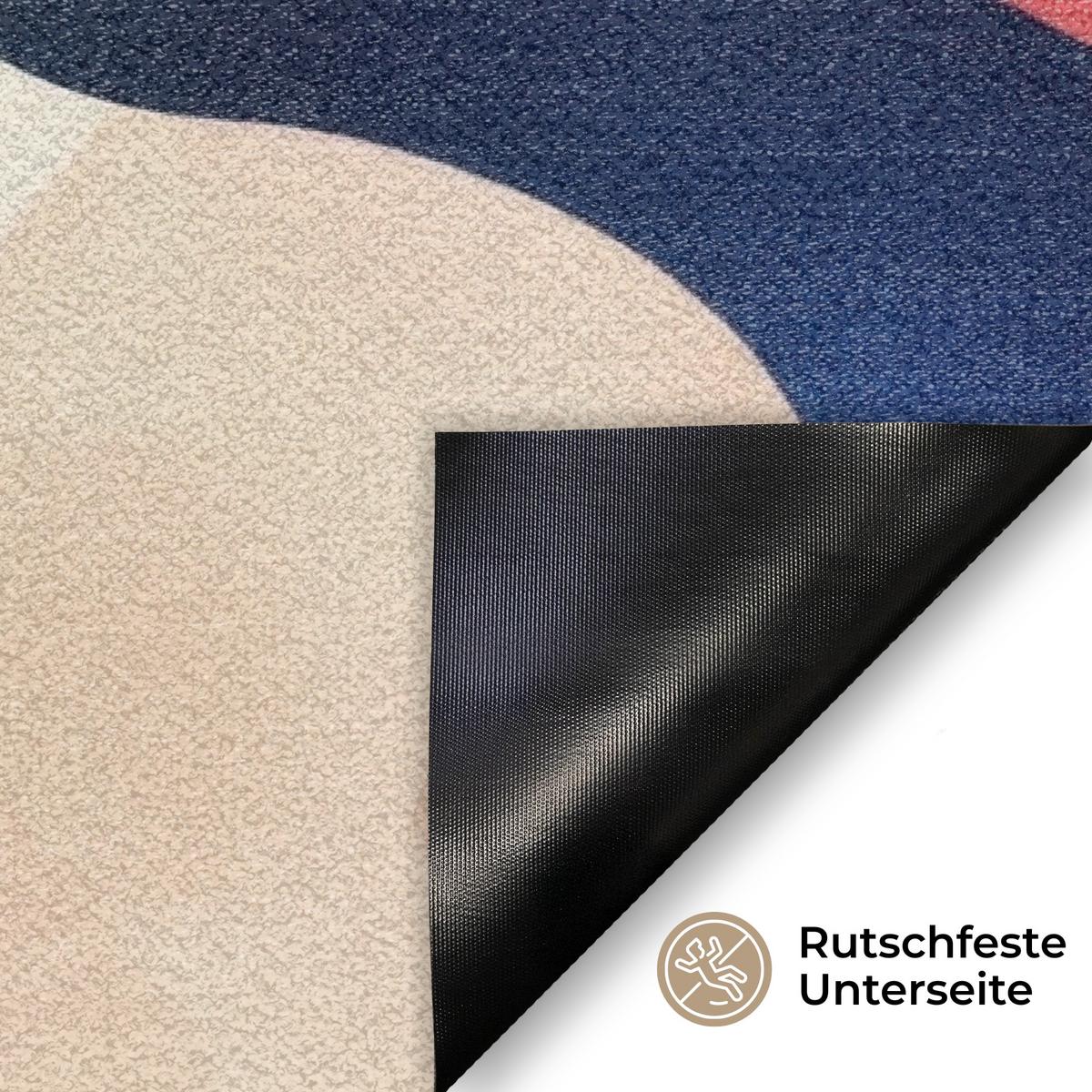 FUSSMATTE Abstrakt - Blau - Rosa Fußabtreter 60x40 cm - Multicolor, Kunststoff (60/0.4cm) - MuchoWow