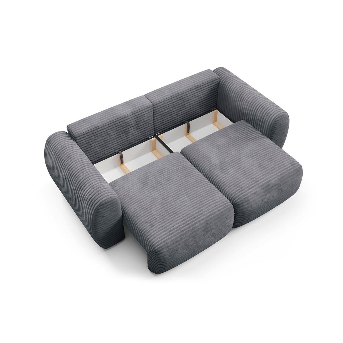 SOFA Camilla 3 Sitzplätze Dunkelgrau - Grau, Holz (266/95/121cm) - Petits-meubles