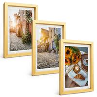 BILDER SET 3er Set - 20x30 cm Goldrahmen - Straßenkaffee Sonnenblumen - Goldfarben, Kunststoff (20/30cm) - TULUP
