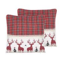 DEKOKISSEN 2er-Set Rot 45/45 cm Robbie - Rot, Naturmaterialien/Textil (45/45cm) - Beliani
