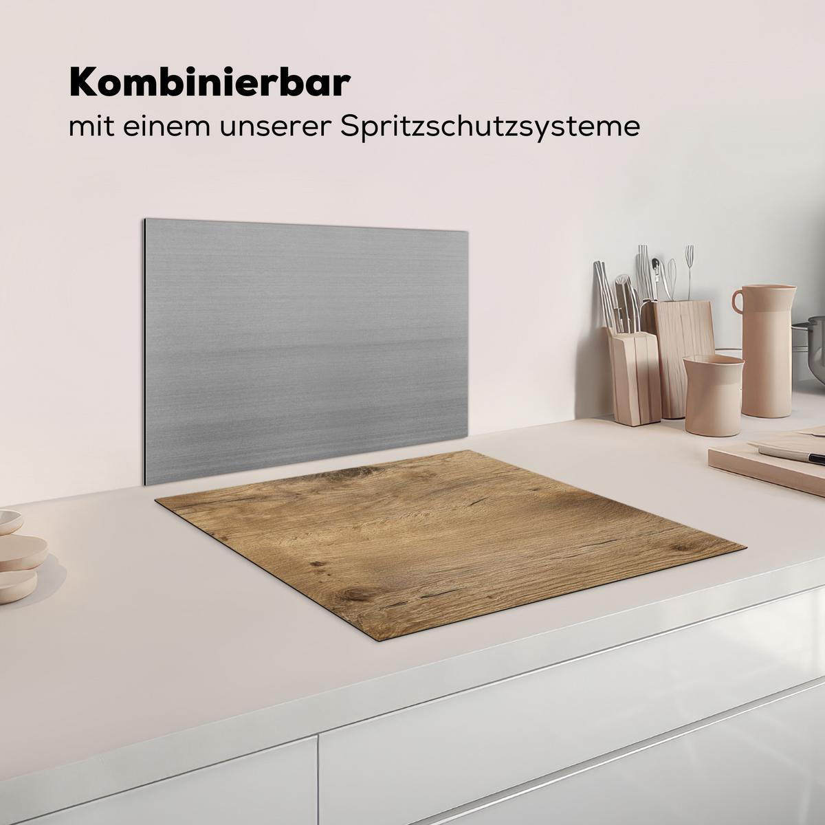 HERDABDECKPLATTE Holz - Braun - Holzoptik Herdabdeckung Induktionsfeld 60x52 cm - Eichefarben, Kunststoff (60/52/0.2cm) - MuchoWow