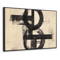 LEINWAND Bilder mit Rahmen - Kreise - Balken - Schwarz - Abstrakt - 90x60 - Schwarz, Textil (90/60cm) - MuchoWow