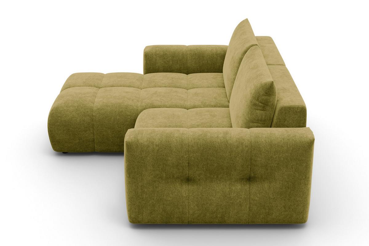 ECKSOFA VERONA 3-Sitzer links, Khaki - Schwarz/Grün, Holz/Textil (224/173cm) - Courtois Laville