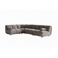 MODULSOFA LAYLA Taupe Velvet - Taupe/Schwarz, Buchenholz/Textil (305/213cm) - KAWOLA