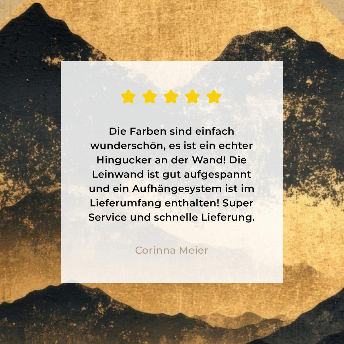 LEINWANDBILD Goldene Berge bei Mondschein Deko Groß 90x140 cm - Goldfarben, Textil (90/140cm) - MuchoWow