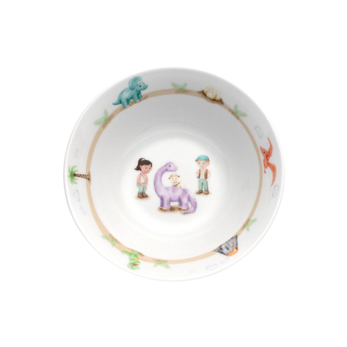 KINDERGESCHIRR SET MIT BESTECK BAMBINI AVVENTURA Dino - Grün, Keramik/Kunststoff (2/2/2cm) - Leonardo Living