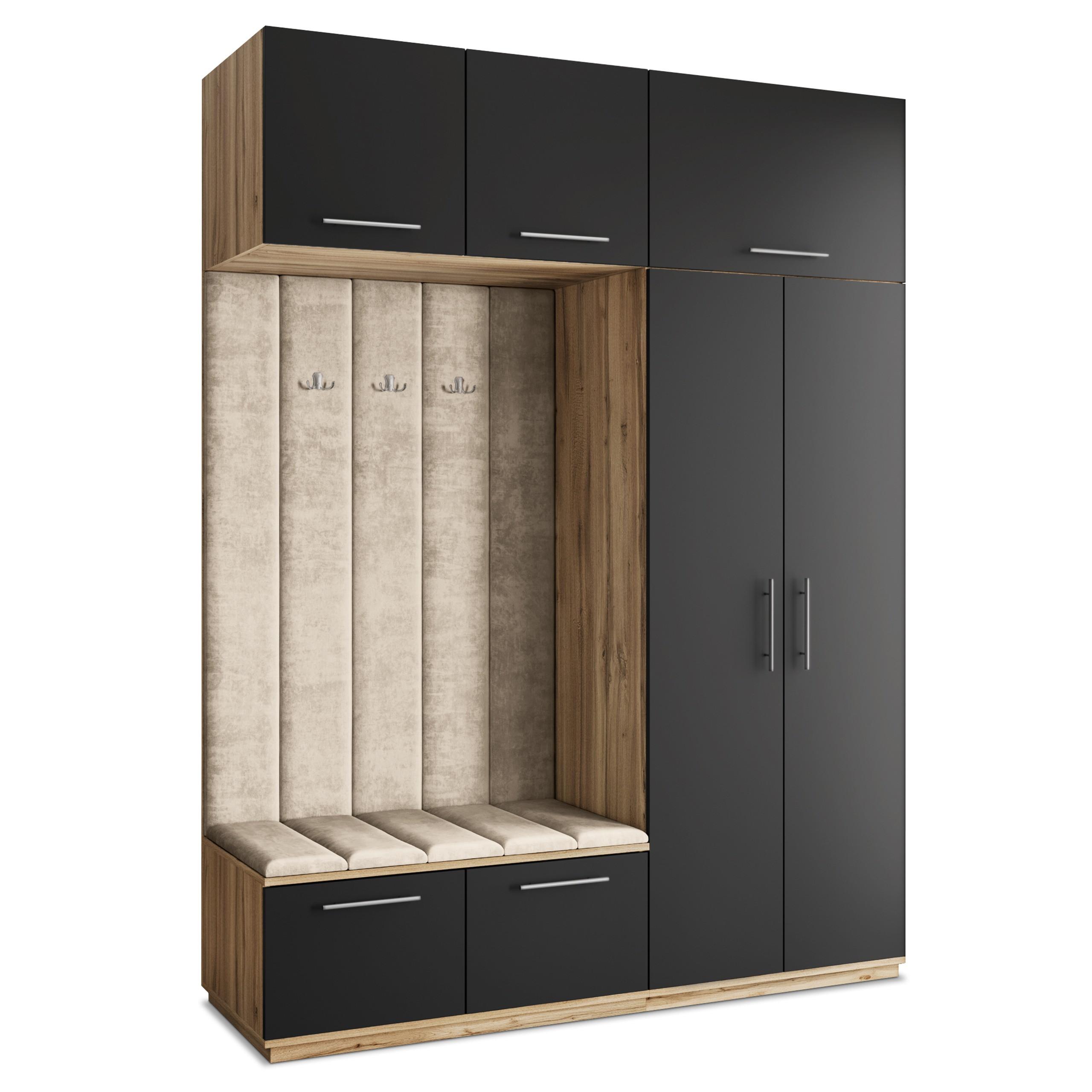 GARDEROBENSCHRANK REMA 180/240/60 cm Modern Eiche Wotan - Beige/Eiche Wotan, Holzwerkstoff (180/240/60cm) - MASSENO