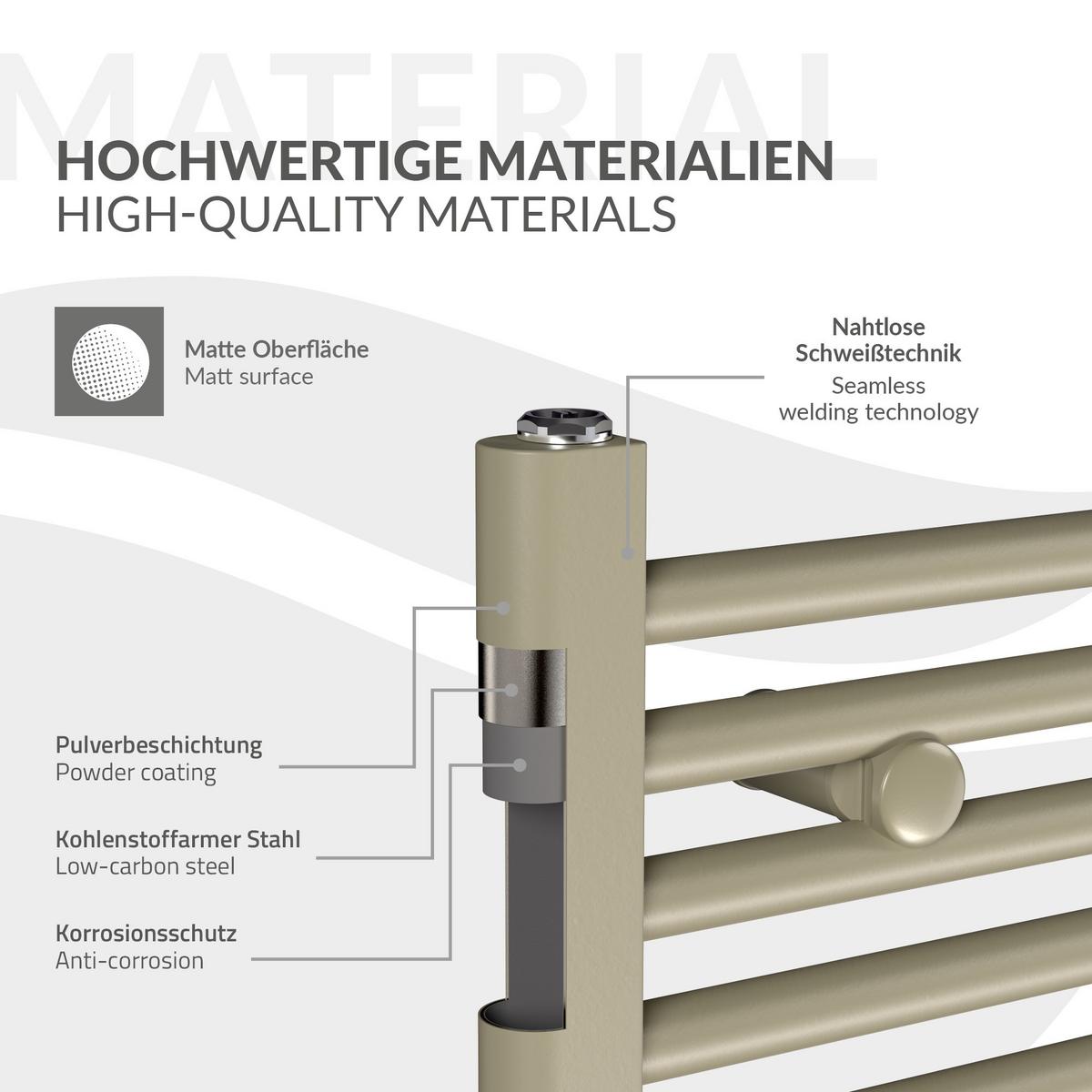 HANDTUCHHEIZKÖRPER 400 x 1200 mm Beige Badheizkörper gerade mit Seitenanschluss - Beige, Metall (40/120/3cm) - LuxeBath
