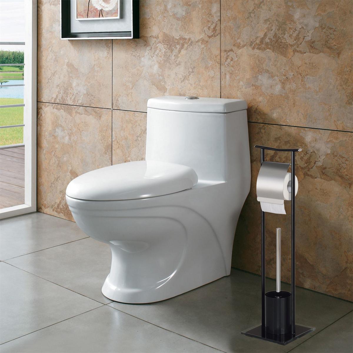 WC GARNITUR ONA - Schwarz, Glas/Metall (19/70/19cm) - IDIMEX