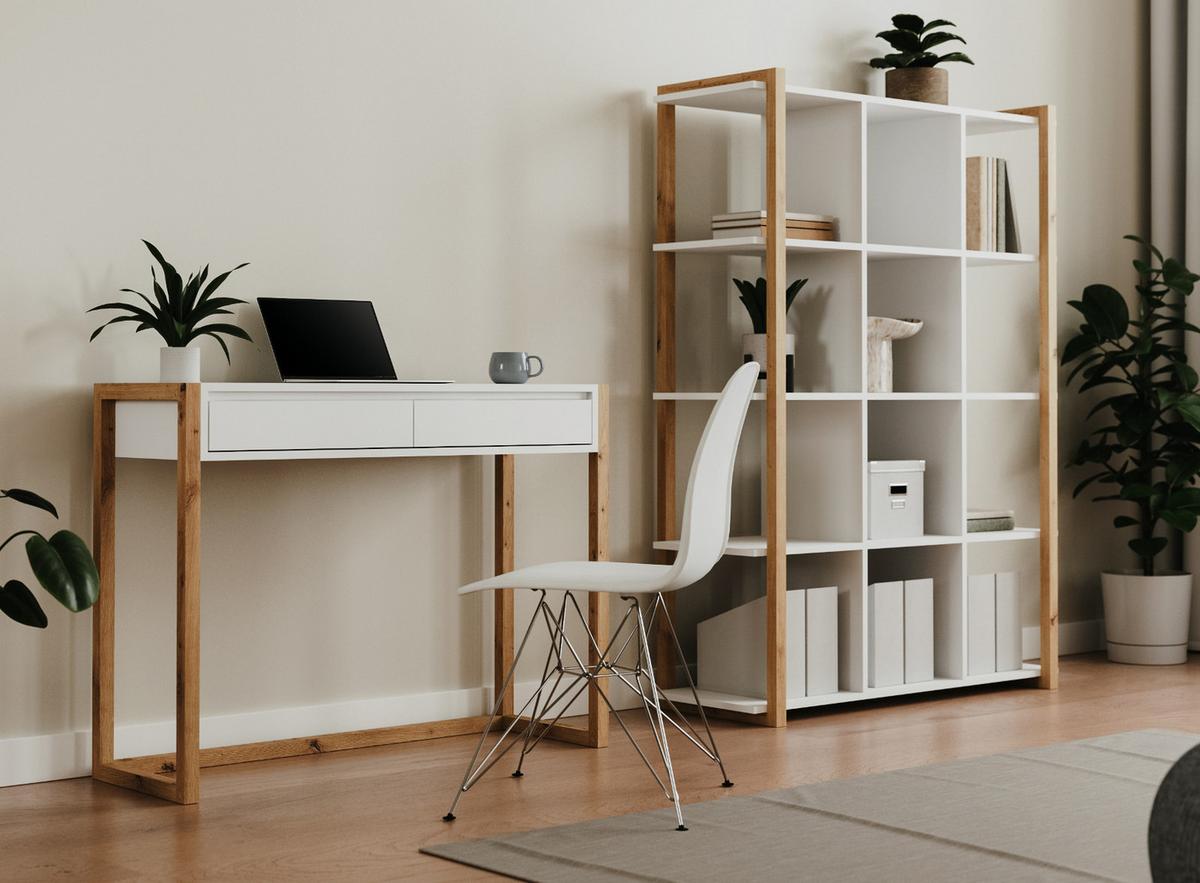 REGAL weiß, Eiche Artisan 107 x 145 cm, Bücherregal mit 12 Fächern - Weiß/Eiche Artisan, Holzwerkstoff (107/145/39cm) - Furn.Design