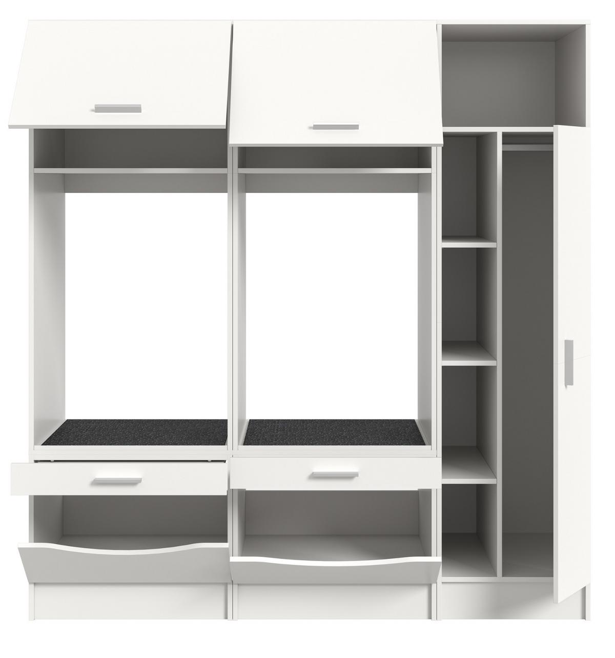 WASCHMASCHINENSCHRANK weiß Set 3-teilig, Waschmaschinenumbau 182 cm mit viel Stauraum - Silberfarben/Weiß, Glas/Holzwerkstoff (182/195/68cm) - Inn.Furn