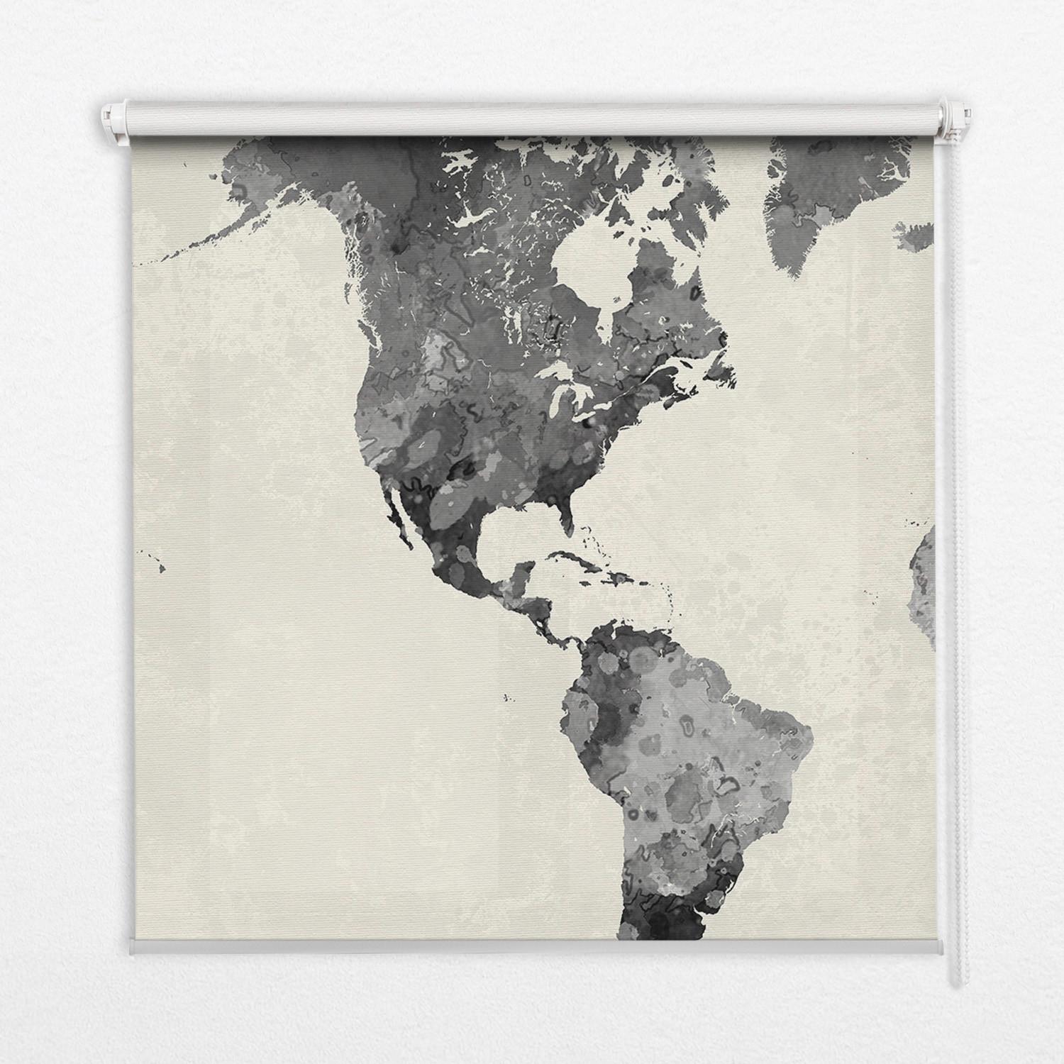 INNENROLLO - Fensterrollo - Rollo - 60x40 cm - Schwarze Kontinente - Schwarz, Kunststoff (60/140/0.5cm) - TULUP