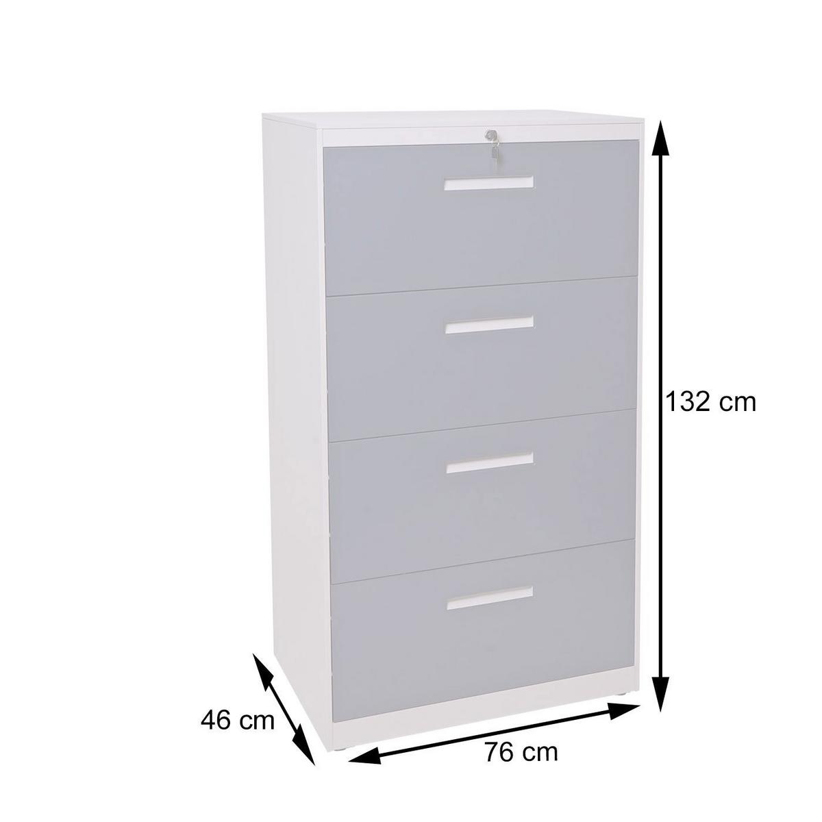 HÄNGEREGISTERSCHRANK White - Weiß, Metall (76/132/46cm) - MCW