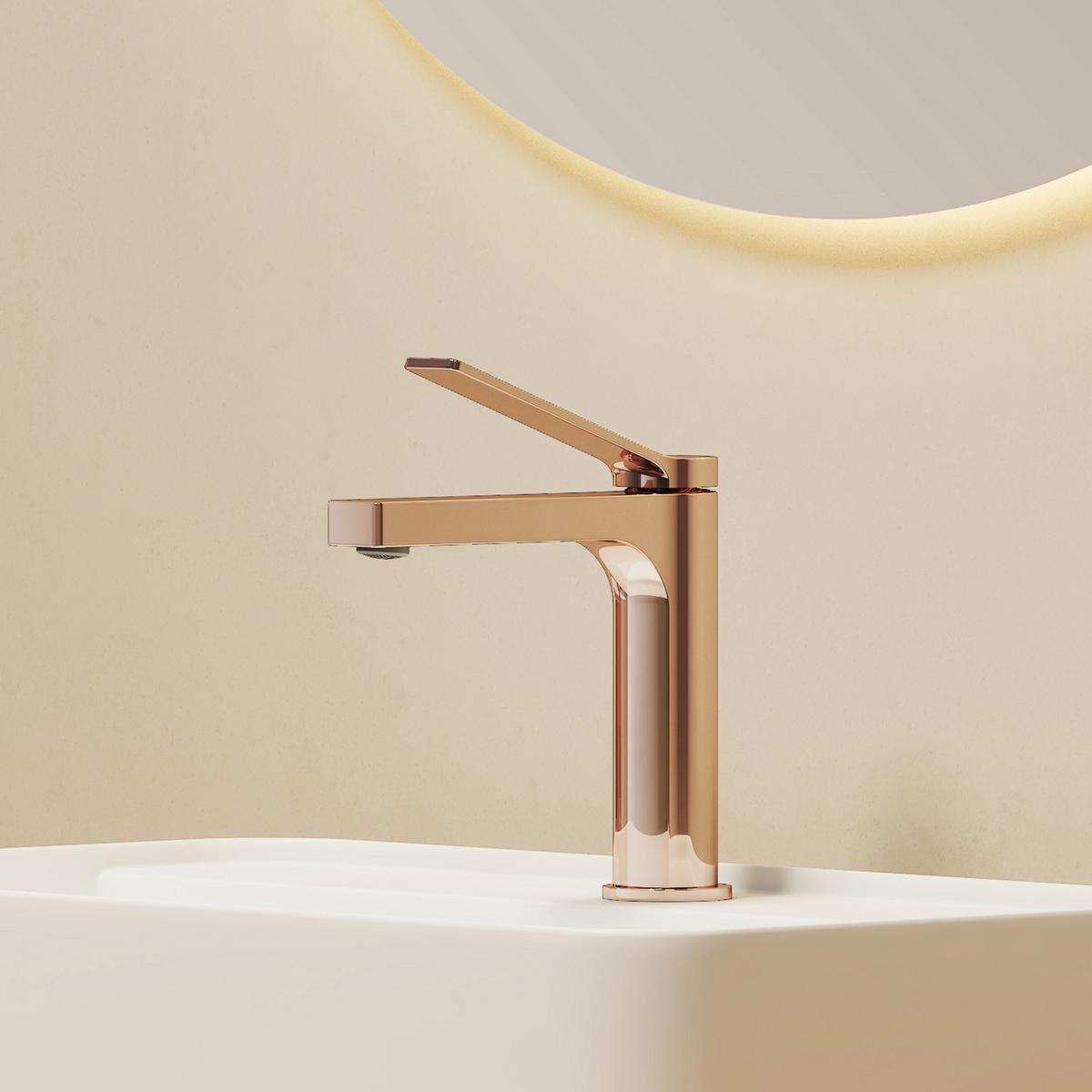 WASCHTISCHARMATUR Rosengold 19,5/17,3/4,6 cm - Roségold, Metall (17.3/19.5/4.6cm) - EMKE