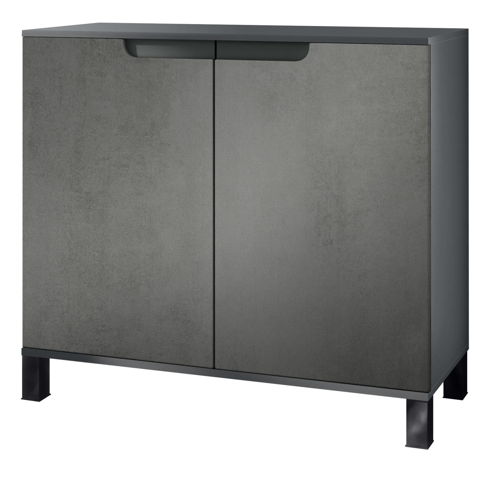 KOMMODE Sylt Beton Dunkel Optik - Dunkelgrau, Holzwerkstoff (92.5/84.5/35cm) - Vladon
