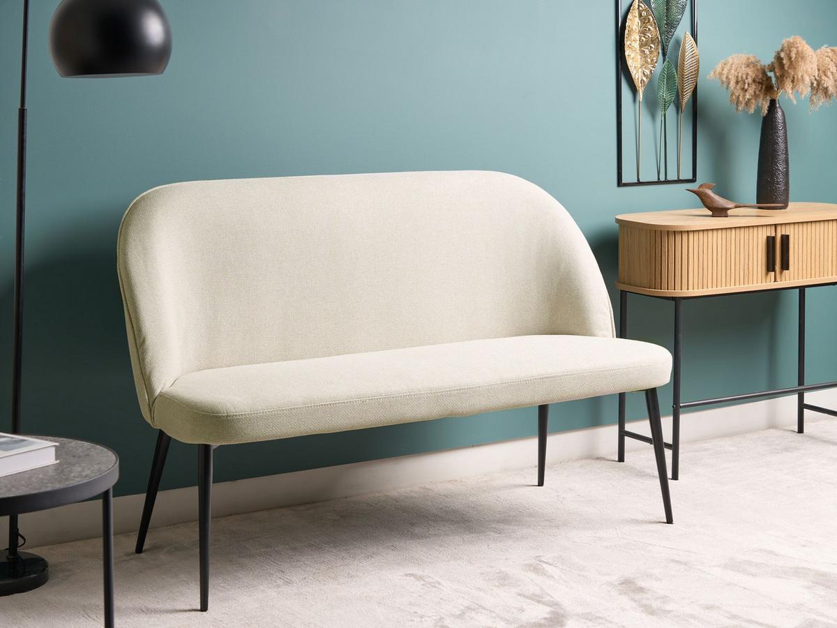 2-SITZER-KÜCHENSOFA hellbeige Osby - Beige/Schwarz, Textil (130/85/49cm) - Beliani