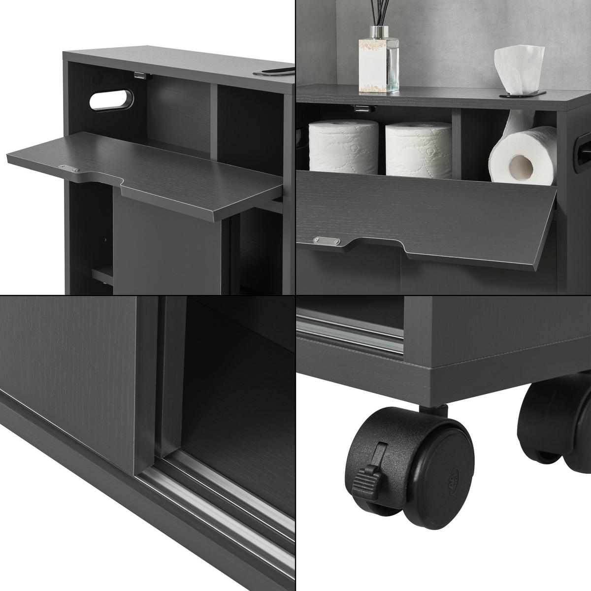 SEITENSCHRANK Kempele - Dunkelgrau, Holzwerkstoff (52/67/17cm) - [en.casa]