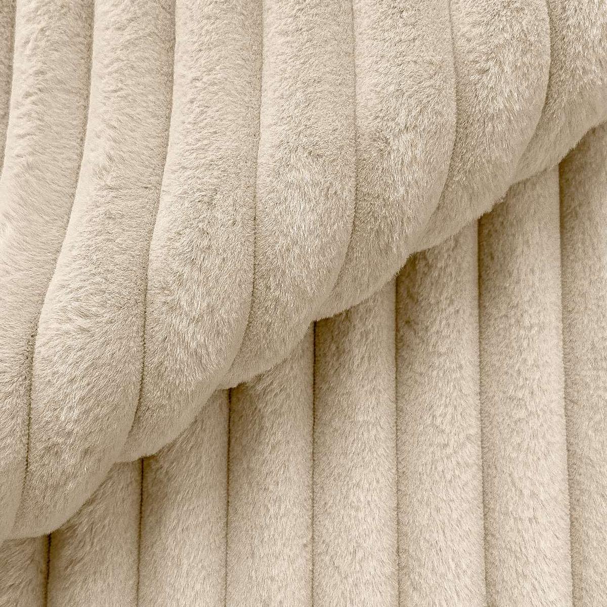 WOHNLANDSCHAFT Mollis Hellbeige Plüschcord im XXL-Format - Ottomane Rechts - Beige/Schwarz, Holz/Kunststoff (316/77/194cm) - S-Style Möbel