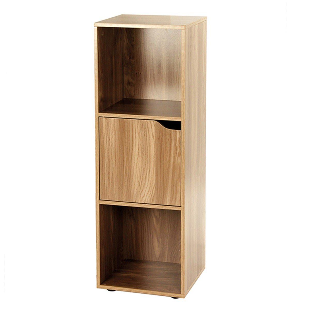 REGAL mit 3 Fächern und einer Tür 31/29/91 cm - Eichefarben, Holzwerkstoff (29/90.8/30.7cm) - Calicosy