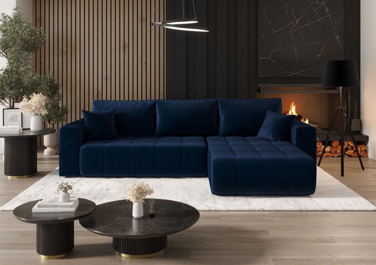 ECKSOFA Camila - Dunkelblau, Holzwerkstoff/Textil (280/185cm) - Fun Möbel