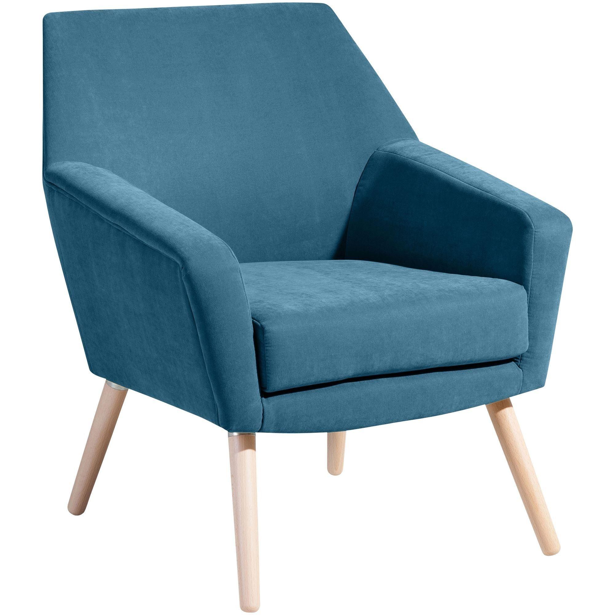 SESSEL Kachka Bezug Veloursstoff Buche natur / petrol - Blau, Kunststoff (71/81/67cm) - 58aufmkessel