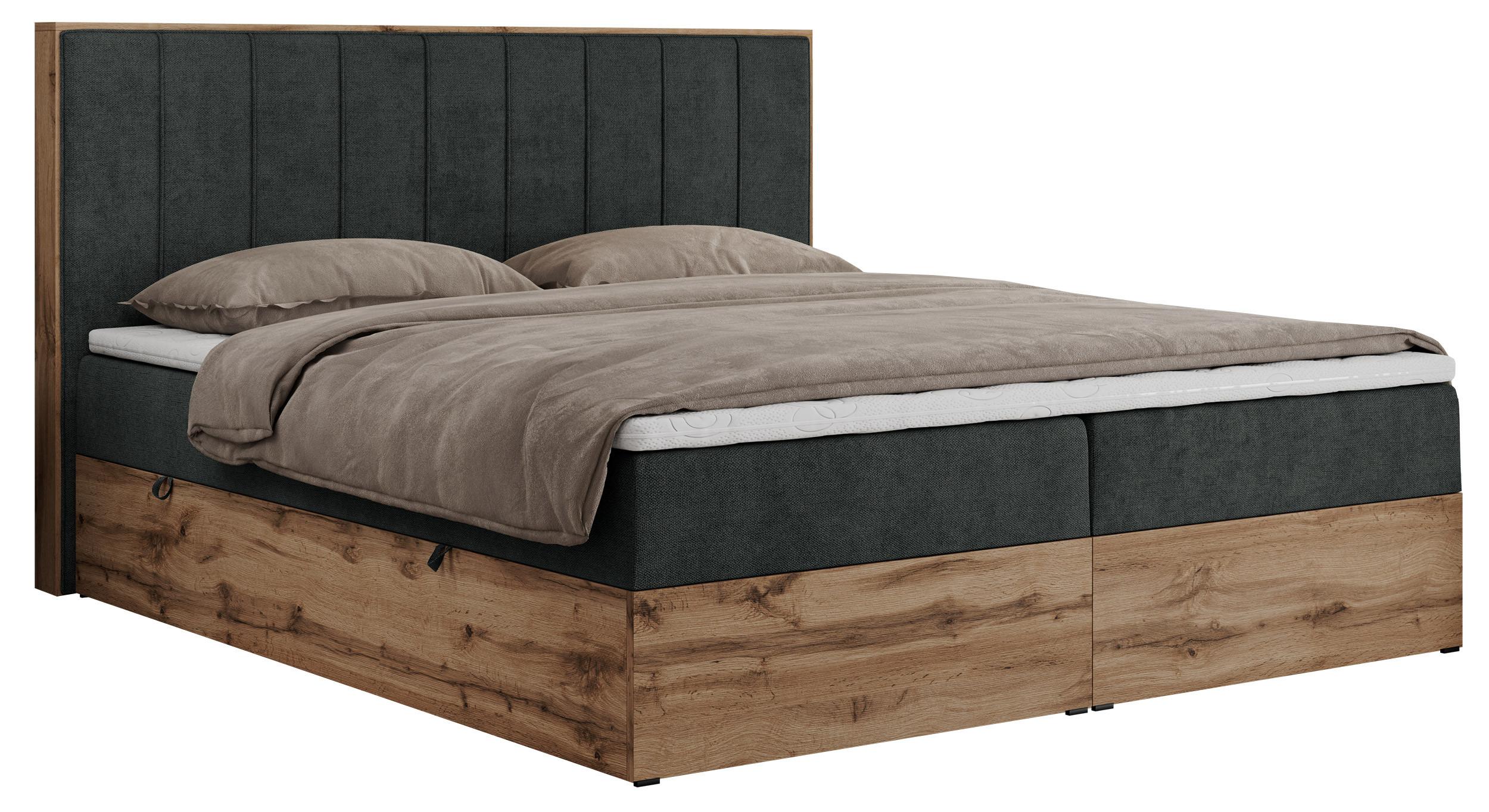 BOXBETT BELLISSIMO 200/200 Dunkelgrau Struktur - H4 - Dunkelgrau, Holz/Textil (200/200cm) - MKS