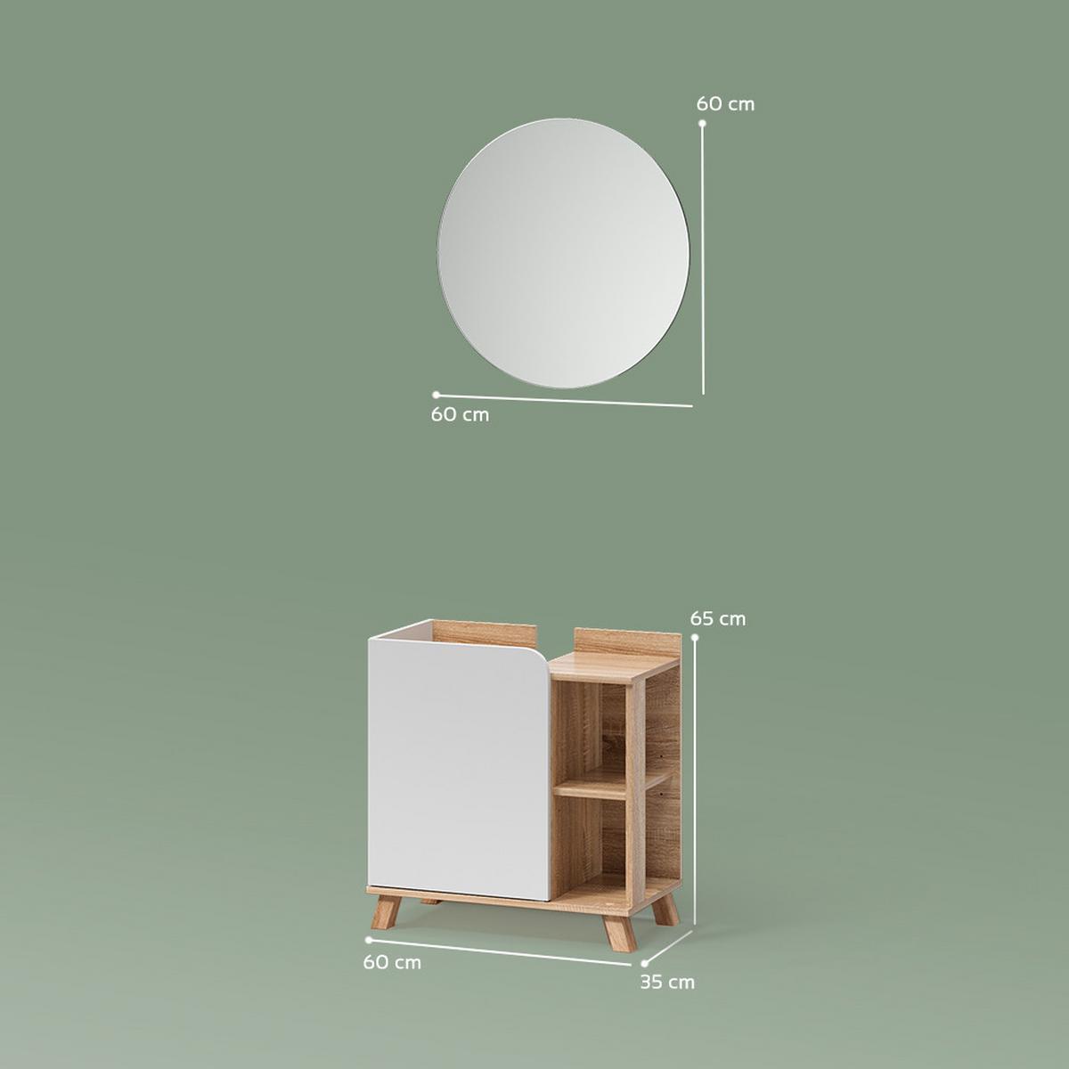 BADMÖBEL-SET Marano Sonoma/Weiß 2 Teile - Weiß/Sonoma Eiche, Holzwerkstoff (60/65/35cm) - Livinity®