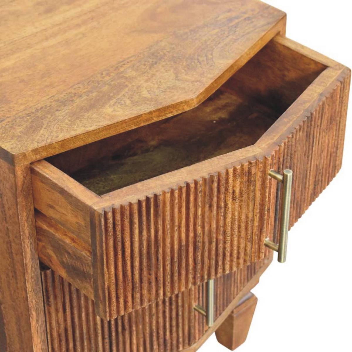 NACHTKASTEN Lamellen-Einheit, 2 Schubladen, Hellbraun - Hellbraun/Messingfarben, Holz/Metall (42/55/40cm) - Artisan Furniture
