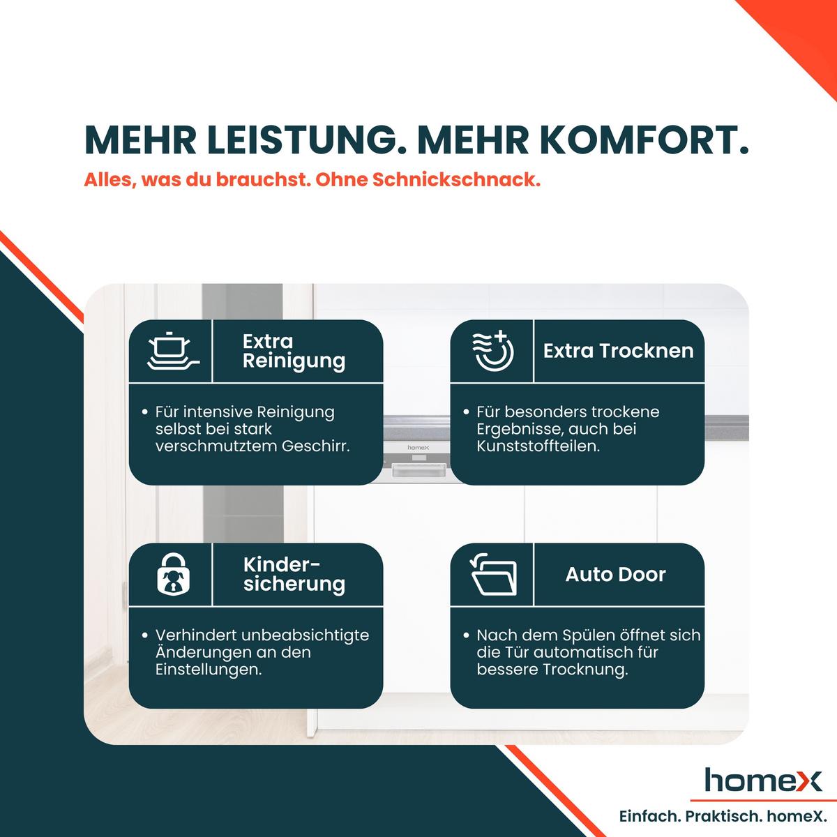 GESCHIRRSPÜLER teilintegrierbar 60 cm, Einbau Spülmaschine - 14 Maßgedecke, 7 Programme, AquaStop, 44 dB - Silberfarben, Kunststoff/Metall (59.8/81.5/57cm) - homeX