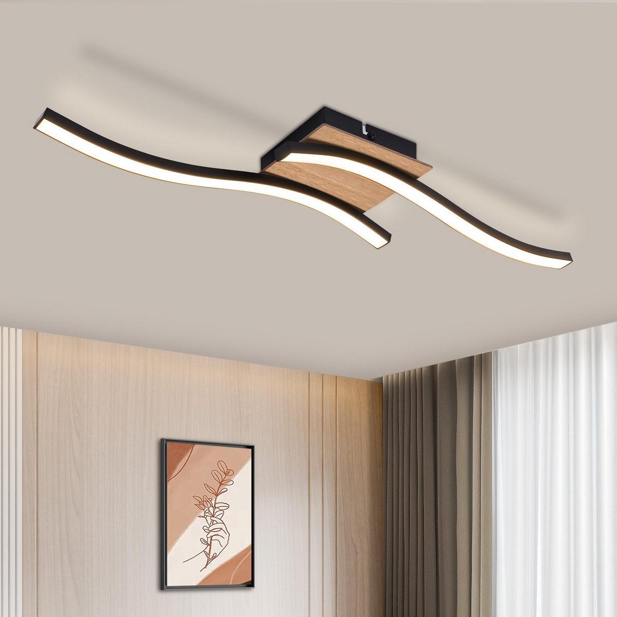 LED-DECKENLEUCHTE Fry 50.5/12/7.3 cm - Schwarz, Metall (50.5/12/7.3cm) - Nettlife