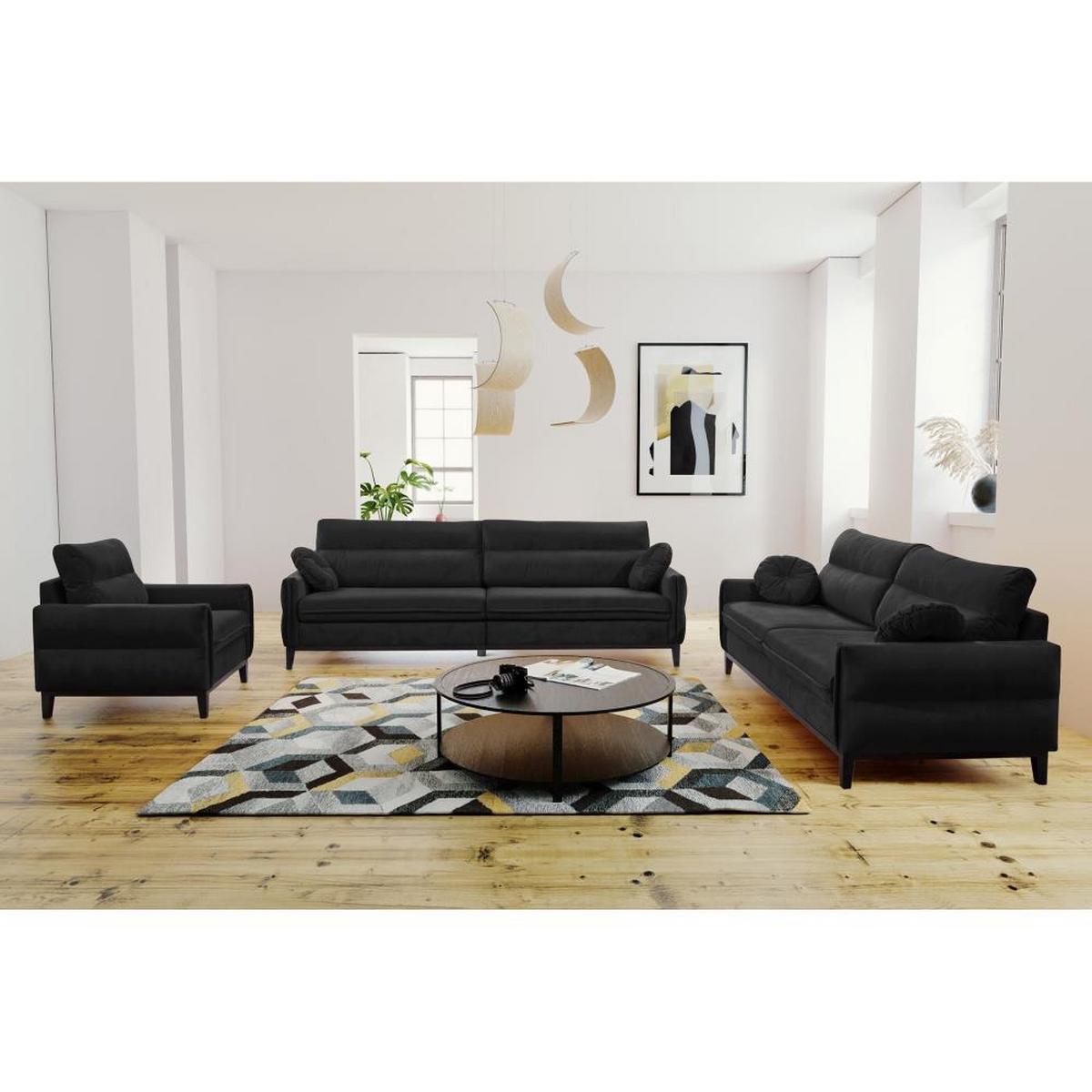 SOFA 3-SITZER Belweder Velours schwarz - Wengefarben/Schwarz, Holz/Textil (268/95/94cm) - Beautysofa