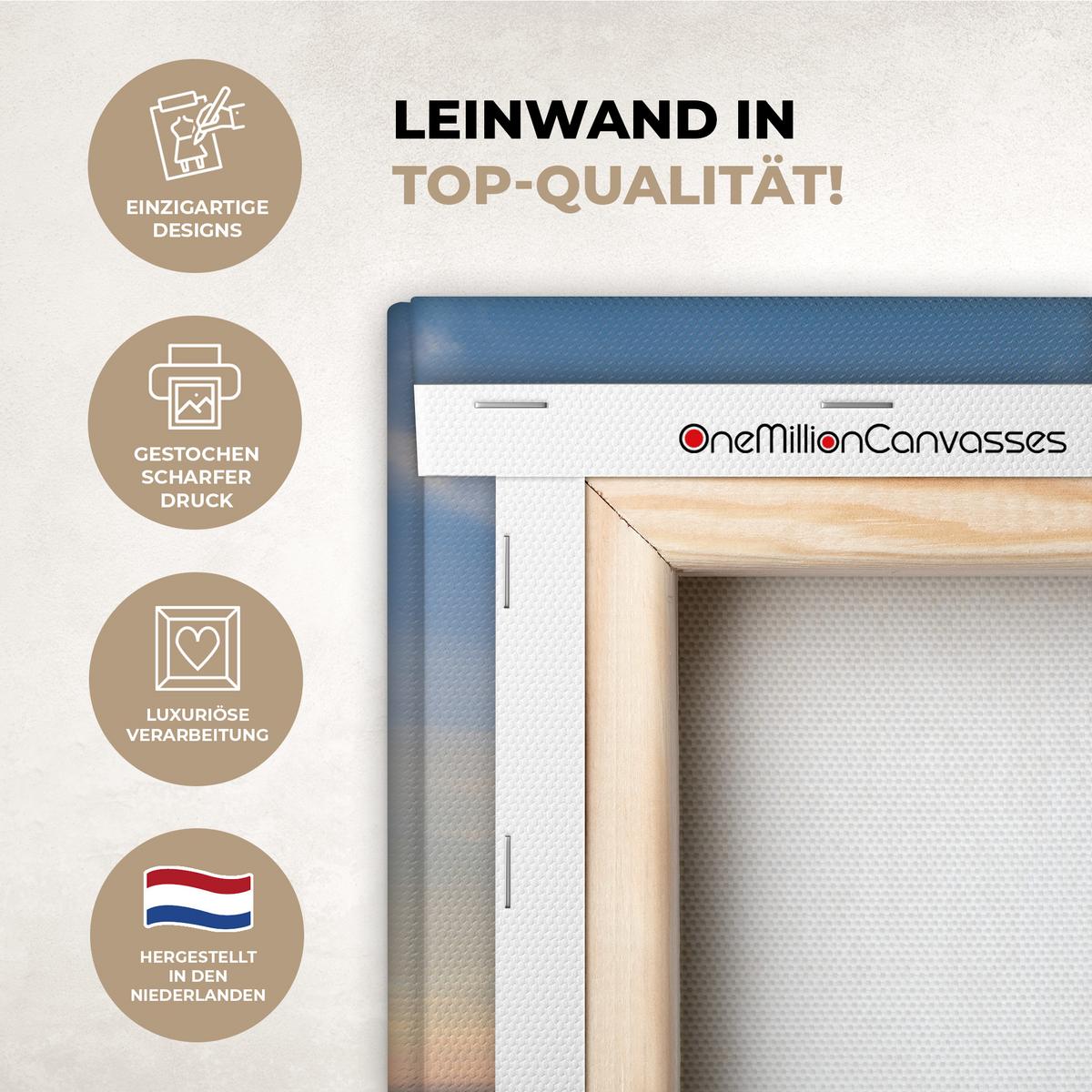 LEINWANDBILD Strand - Meer - Düne - Sonnenuntergang - Landschaft Wandbild Wohnzimmer 60x80 cm - Beige, Textil (60/80cm) - MuchoWow