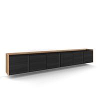 LOWBOARD, Schwarz und Eiche, Hängend, 309/35/50cm - Schwarz, Holzwerkstoff (310/50/35cm) - Skraut Home