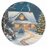 FUSSMATTE Weihnachten - Weihnachtsbaum - Winter - Zuhause - Schnee Schmutzfänger 90x90 cm - Multicolor, Kunststoff (90/0.4cm) - MuchoWow