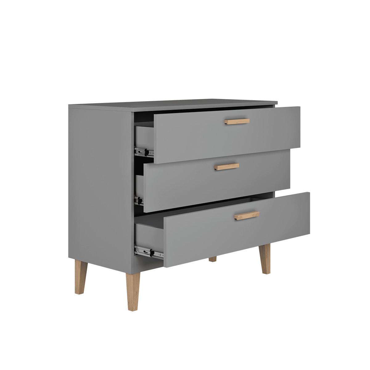 BABYZIMMER 2-teilig Kubi Grau - Grau, Holzwerkstoff (100/47/90cm) - Petits-meubles