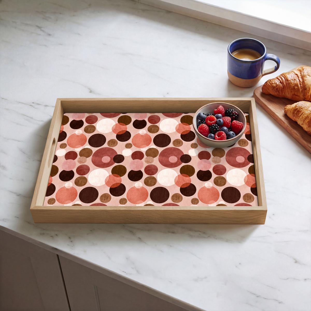 TABLETT Kreise - Modern - Farbenfroh 50x35 cm - Rosa, Holz (50/5/5cm) - OnlyWow