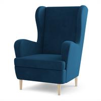 SESSEL VOGERA, Ohrensessel Polstersessel, Blau - Blau, Holz/Holzwerkstoff (78/103/85cm) - MASSENO