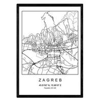 POSTER Zagreb Skandinavischer Stil A3 Rahmenlos - Klar, Papier (29.7/5/42cm) - Nacnic
