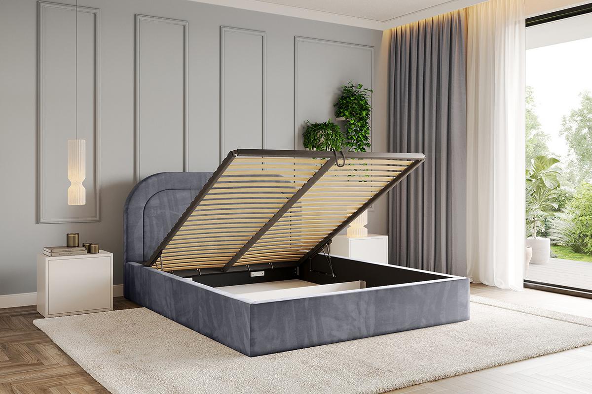 POLSTERBETT mit Bettkasten und Lattenrost, Boxbett ohne Matratze - LERAY 120x200 Dunkelgrau - Dunkelgrau, Holzwerkstoff/Textil (120/200cm) - ALTDECOR