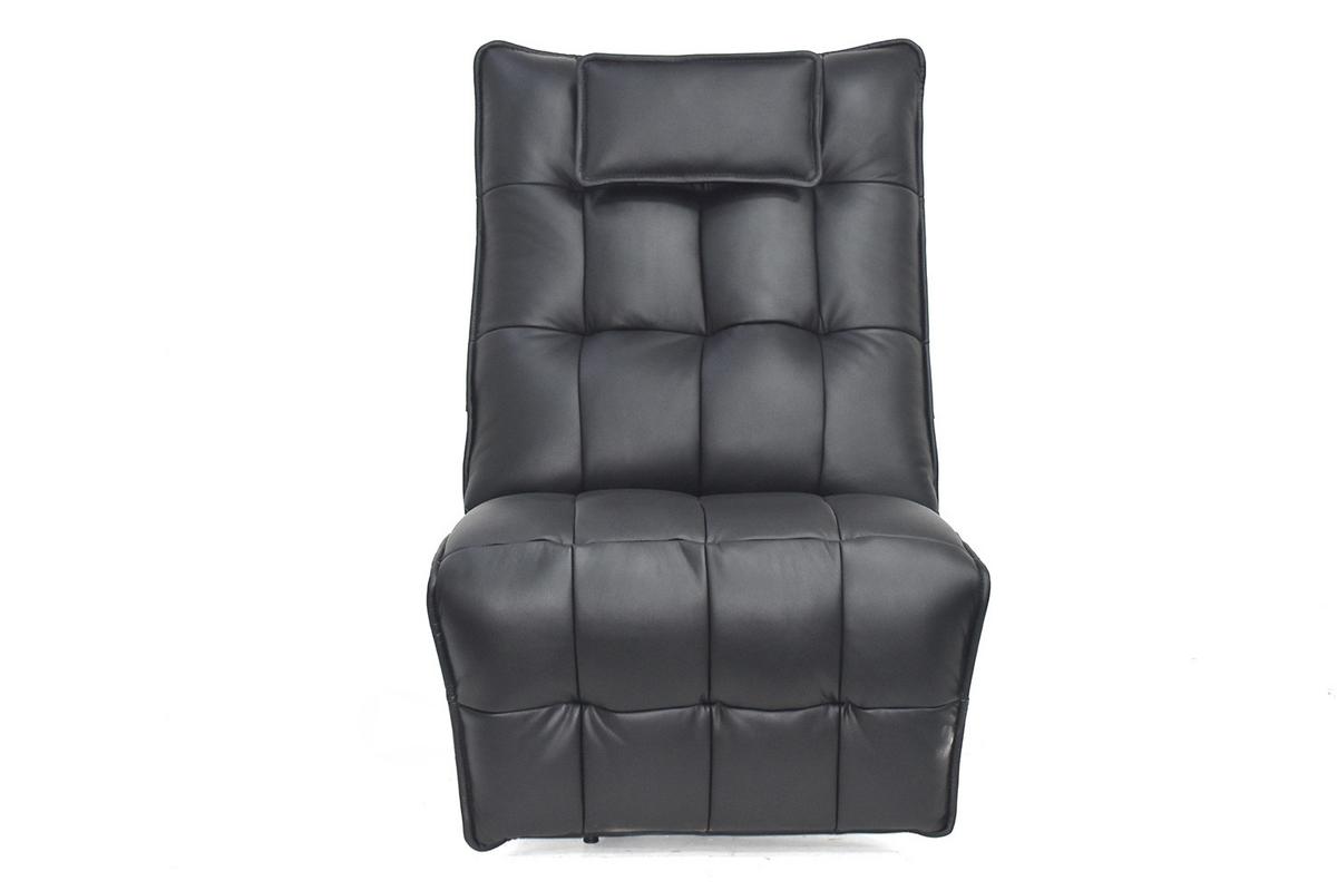 RELAXSESSEL MIKO Schwarz Leder Relaxfunktion - Schwarz, Leder/Metall (75/115/94cm) - KAWOLA