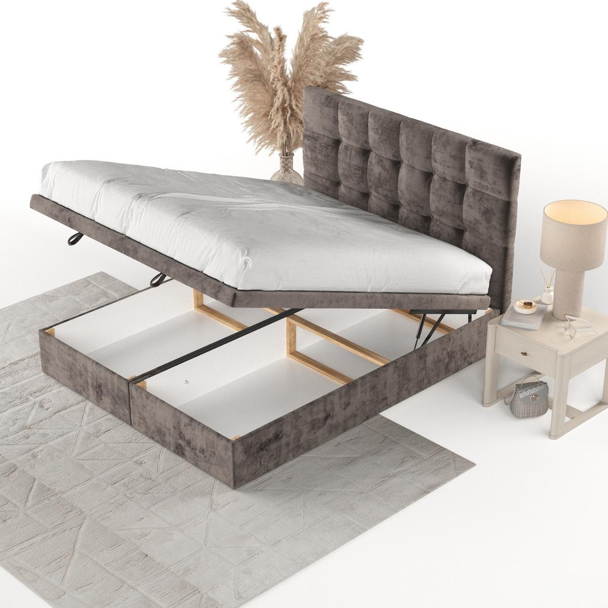 POLSTERBETT Guam mit Stauraum 120/200 cm Braun im Lotta Stoff - Schwarz/Braun, Holz/Holzwerkstoff (120/200cm) - AltaBeds