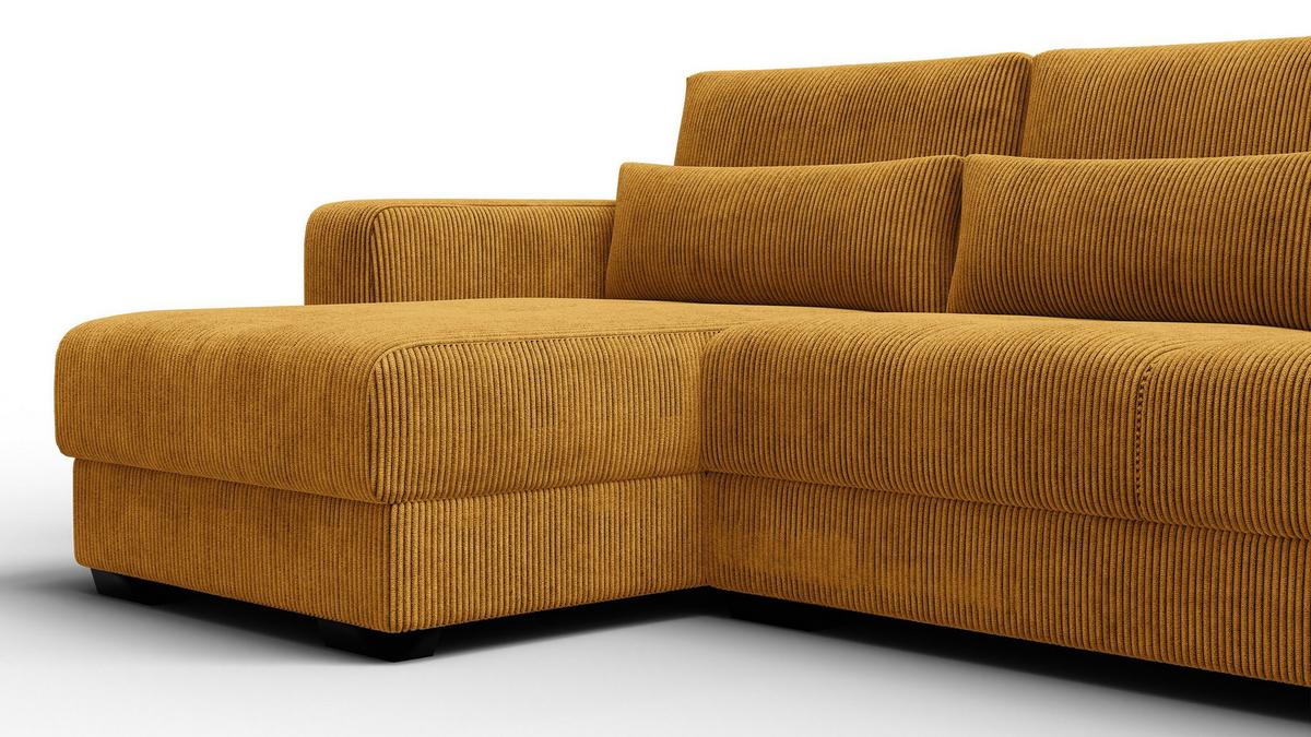 ECKSOFA OLI 4-Sitzer links, safran - Gelb, Holz/Textil (295/172cm) - Wozimo