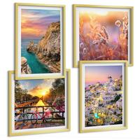 BILDER SET 4er Set - 50x50 cm & 40x60 cm Goldrahmen - Sonnenuntergänge am Meer - Goldfarben, Kunststoff (50/50cm) - TULUP