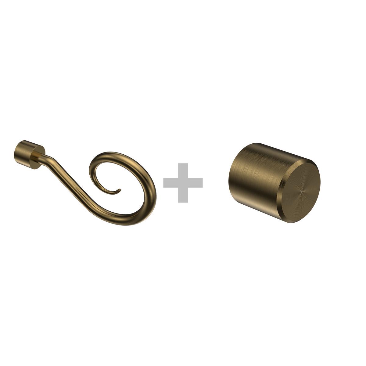 GARDINENSTANGE Olymp Allegra 100 cm, 2-läufig, 16 mm Ø Messing Antik - Messingfarben/Bronzefarben, Metall (100cm) - INTERDECO